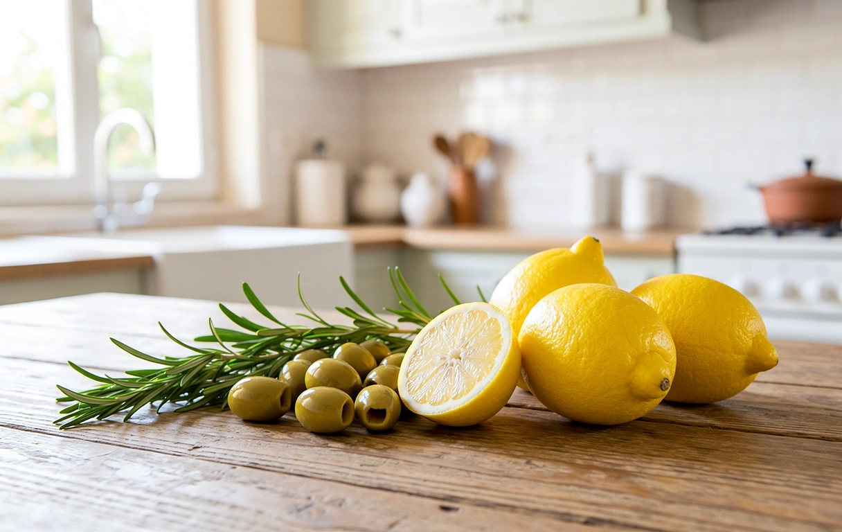 Ingredientes frescos mediterráneos